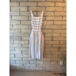 Striped Sleeveless White & Light Gray pant romper With Pockets By Fancyinn Size
